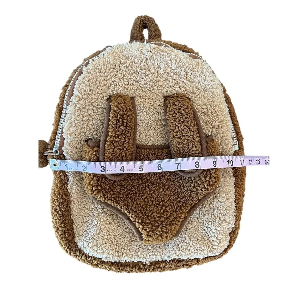 Kids Plush Sherpa Dog‎ Animal Backpack Brown Tan Fuzzy Novelty School Bag